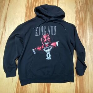 King Von Hoodie Men's XL O Block‎ Chain Pullover Black Sweatshirt Hip Hop SPOTS